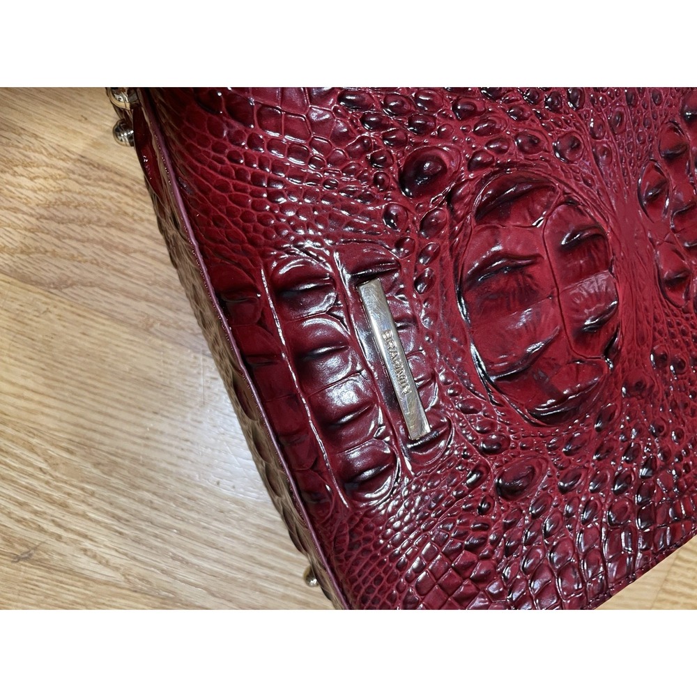 BRAHMIN Moira VINTAGE RED Melbourne Croc Small Rectangle Leather Bag Purse NEW - Picture 7 of 8